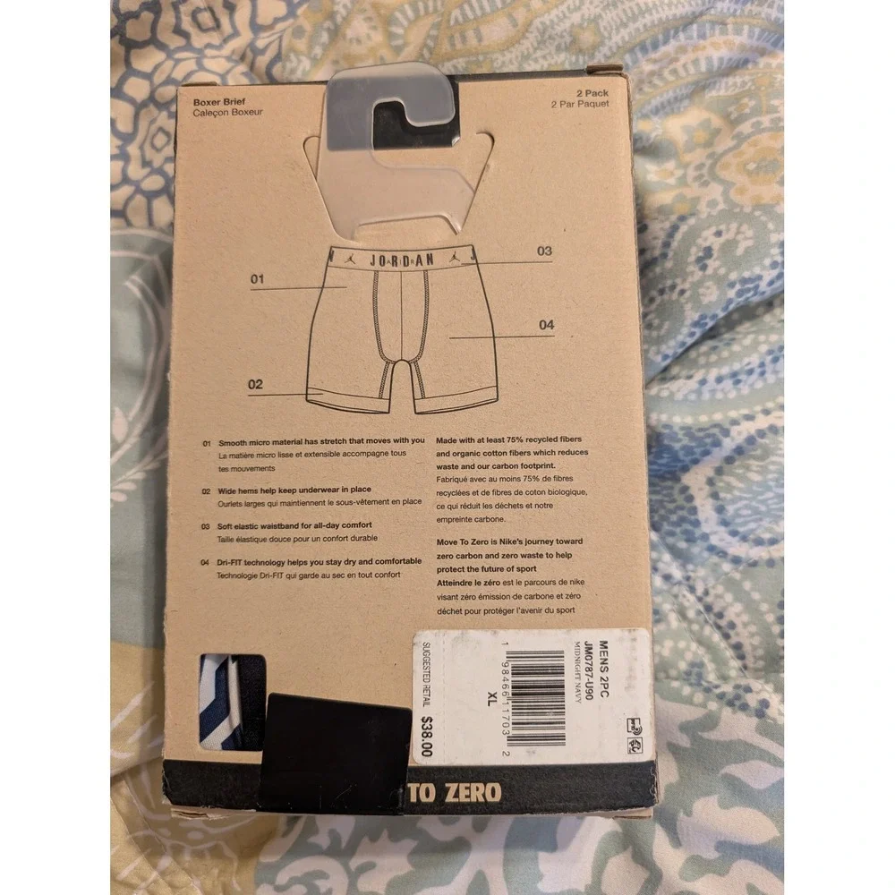 NEW Jordan Flight Micro Boxer Briefs 2 Pack Mens XL Midnight Navy Dri-FIT